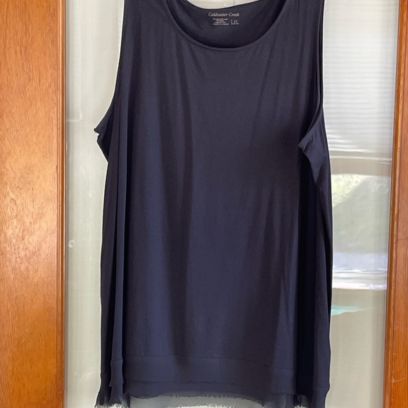 Coldwater Creek black tank w/chiffon edge 1X - Picture 6 of 8